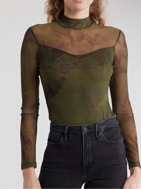 Mesh Mock Neck bodysuit- All Saints